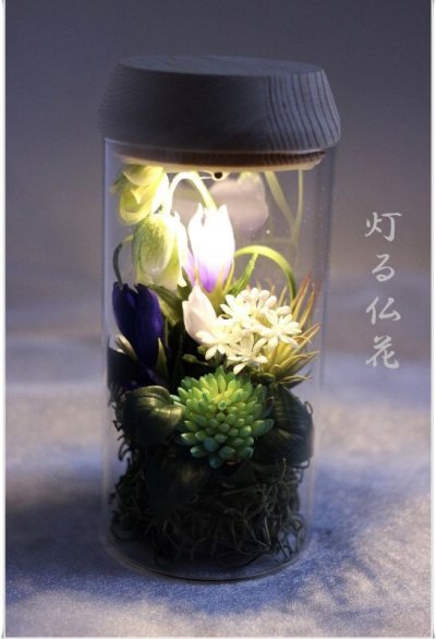 画像1: 【灯る仏花】りんどうの庭（はこ付）